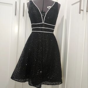 May Queen Black Glitter Mini Dress
